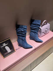 Uubags Balmain Wedge Ankle Boots in Denim Blue 7cm - 3