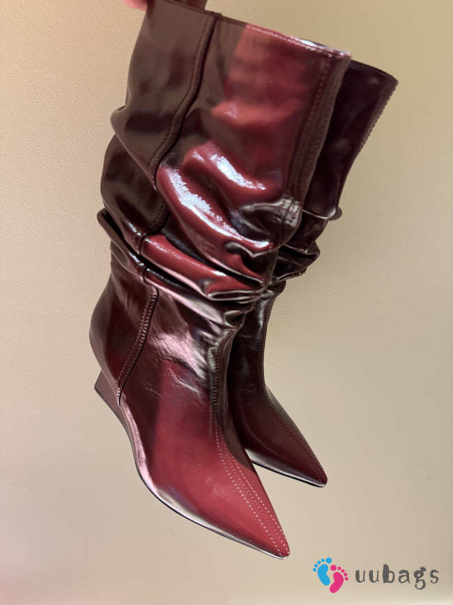 Uubags Balmain Wedge boots in burgundy 7cm - 1