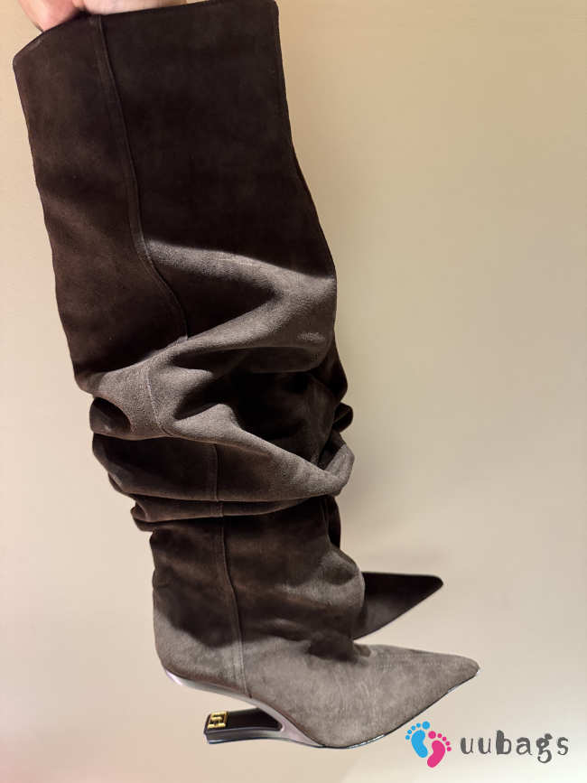 Uubags Balmain No Wedge suede ankle boots in grey 9.5 cm - 1