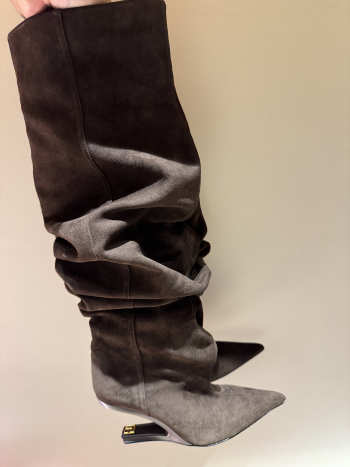 Uubags Balmain No Wedge suede ankle boots in grey 9.5 cm