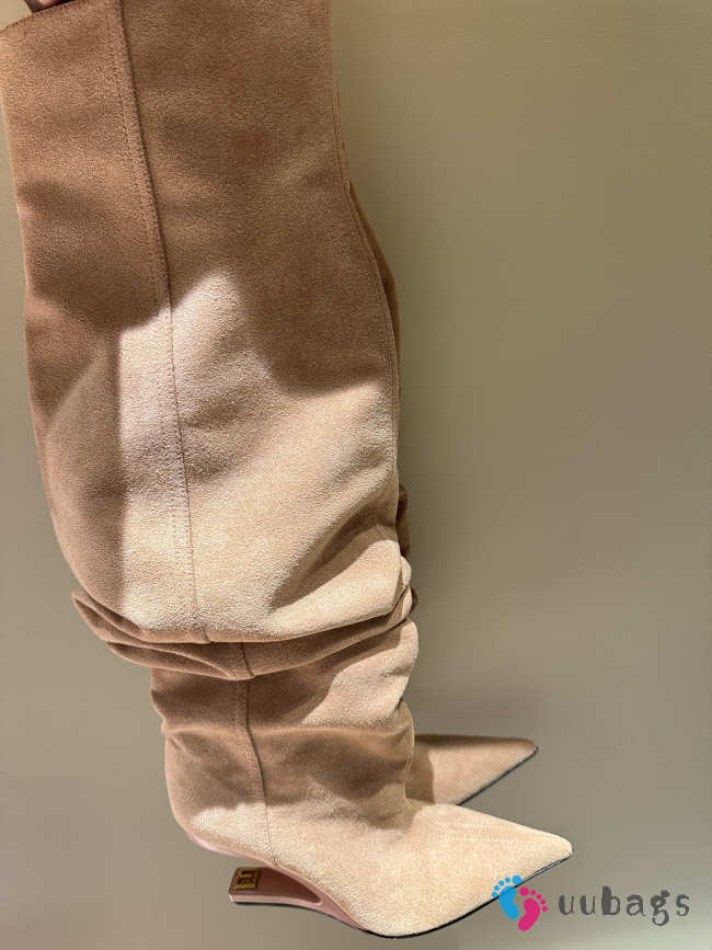 Uubags Balmain No Wedge suede ankle boots in beige 9.5 cm - 1