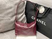 Uubags Chanel Mini Hobo Bag Quilted Leather In Burgundy 23x13x8cm - 6