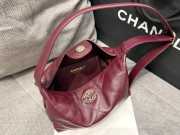 Uubags Chanel Mini Hobo Bag Quilted Leather In Burgundy 23x13x8cm - 3