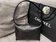 Uubags Chanel Mini Hobo Bag Quilted Leather In Black 23x13x8cm - 6
