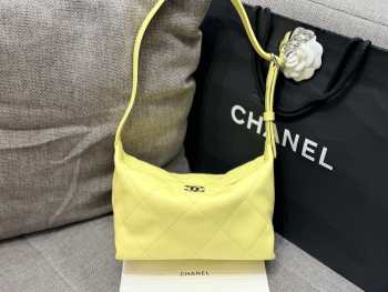 Uubags Chanel Mini Hobo Bag Quilted Leather In Yellow 23x13x8cm