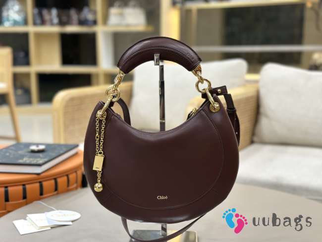 Uubags small Chloé Banana zipped hobo bag in soft leather dark chocolate 31x20x2.5cm - 1