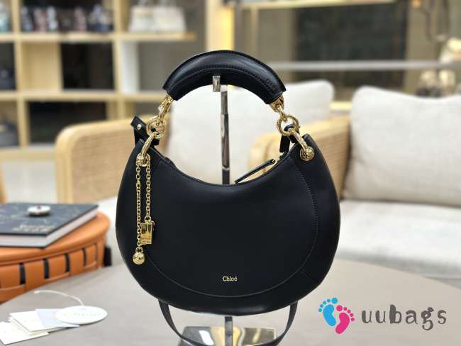 Uubags small Chloé Banana zipped hobo bag in soft leather black 31x20x2.5cm - 1