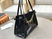 Uubags Large Chloe Charms Shiny Leather Shoulder Bag In Black 34x25x17cm - 4