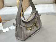 Uubags Small Chloé Embellished Suede Shoulder Bag In Grey 13x24x11cm - 6