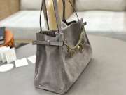 Uubags Large Chloé Embellished Suede Shoulder Bag In Gray 34x25x17cm - 2