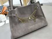 Uubags Large Chloé Embellished Suede Shoulder Bag In Gray 34x25x17cm - 5