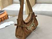 Uubags Small Chloé Embellished Suede Shoulder Bag In Tan 13x24x11cm - 6