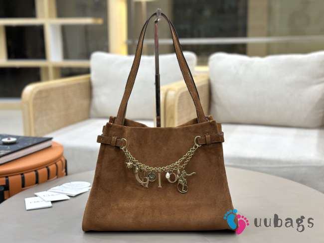 Uubags Large Chloé Embellished Suede Shoulder Bag In Tan 34x25x17cm - 1