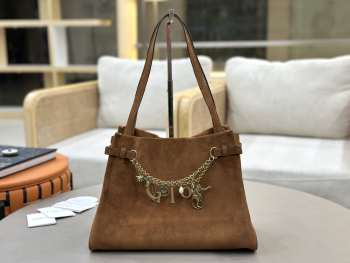 Uubags Large Chloé Embellished Suede Shoulder Bag In Tan 34x25x17cm