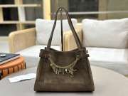 Uubags Large Chloé Embellished Suede Shoulder Bag In Khaki 34x25x17cm - 1
