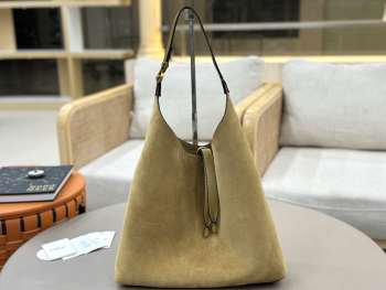 Uubags Chloe large Marcie hobo bag in beige suede leather 36x29x10cm