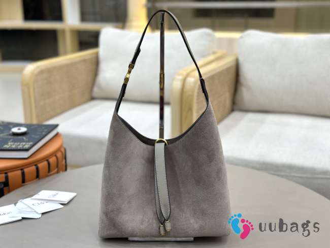 Uubags Chloe medium Marcie hobo bag in grey suede leather 28x21x10cm - 1