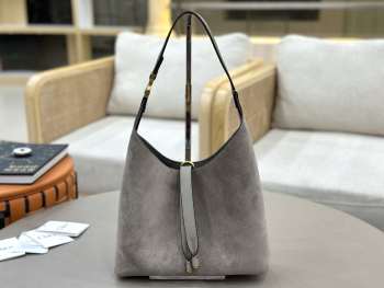 Uubags Chloe medium Marcie hobo bag in grey suede leather 28x21x10cm