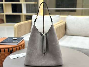 Uubags Chloe large Marcie hobo bag in grey suede leather 36x29x10cm