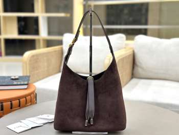 Uubags Chloe medium Marcie hobo bag in dark chocolate suede leather 28x21x10cm