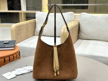 Uubags Chloe medium Marcie hobo bag in brown suede leather 28x21x10cm
