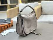 Uubags Chloe small Marcie shoulder bag in grey suede leather 37x25x9.5cm - 5