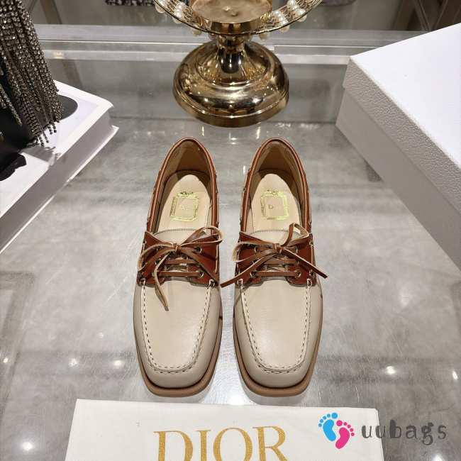 Uubags Dior Rive Boat Shoe Beige and New Marron Calfskin - 1