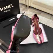Uubags Chanel Mary Janes shoes crocodile-embossed crumpled laminated lambskin in pink & dark burgundy 8.5cm - 5