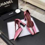 Uubags Chanel Mary Janes shoes crocodile-embossed crumpled laminated lambskin in pink & dark burgundy 8.5cm - 2