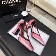Uubags Chanel Mary Janes shoes crocodile-embossed crumpled laminated lambskin in pink & dark burgundy 8.5cm - 6