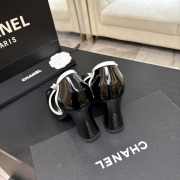 Uubags Chanel Mary Janes shoes glossy calfskin in white & black 8.5cm - 3