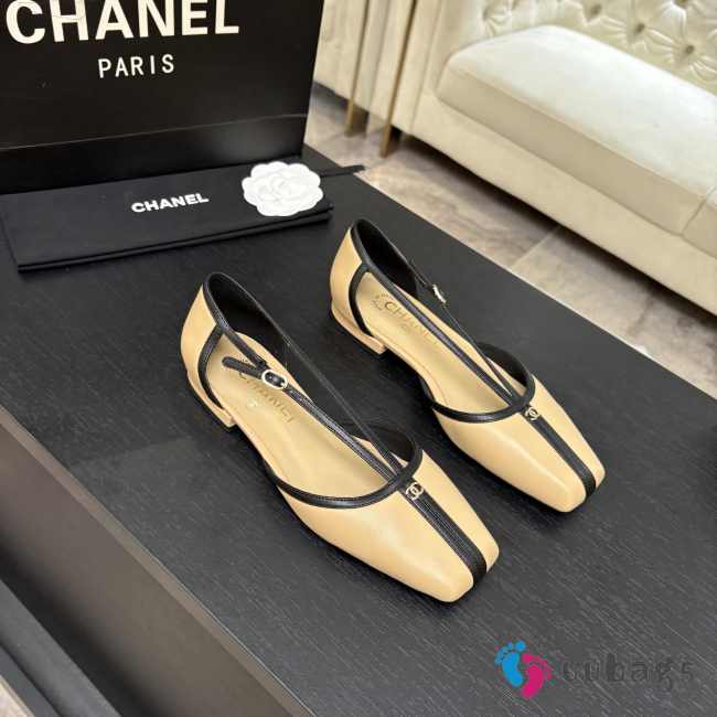 Uubags Chanel Mary Janes shoes sheepskin in beige & black 1cm - 1