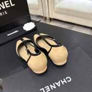 Uubags Chanel Mary Janes shoes sheepskin in beige & black 1cm - 2