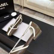 Uubags Chanel Mary Janes shoes sheepskin in khaki brown & white 1cm - 5