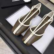 Uubags Chanel Mary Janes shoes sheepskin in khaki brown & white 1cm - 3