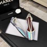 Uubags Chanel Mary Janes shoes crocodile-embossed crumpled laminated lambskin in light green & dark burgundy 1cm - 5