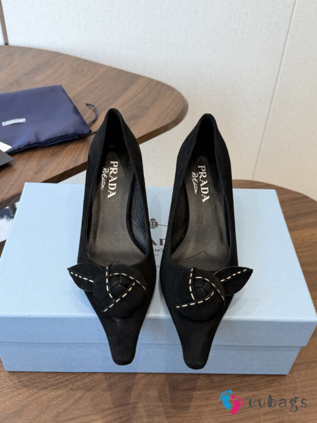 Uubags Prada Suede Pumps In Black 5cm - 1