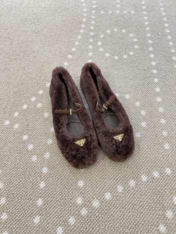 Uubags Prada Shearling ballerinas in dark brown
