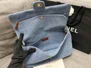 Uubags Chanel large classic handbag 11.12 blue denim & gold-colored metal 30cm - 4