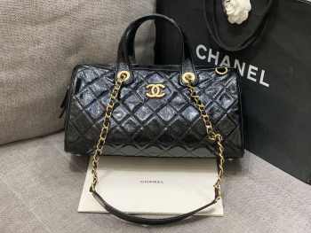 Uubags Chanel 25A Métiers D'art Large Bowling Bag In Black 31x12x18cm