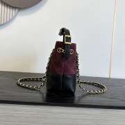 Uubags Chanel Small Shopping Bag In Calfskin Suede, Glossy Sheepskin & Gold Metallic Burgundy & Black 20x16x8.5cm - 6