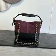 Uubags Chanel Small Shopping Bag In Calfskin Suede, Glossy Sheepskin & Gold Metallic Burgundy & Black 20x16x8.5cm - 4
