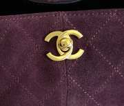 Uubags Chanel Small Shopping Bag In Calfskin Suede, Glossy Sheepskin & Gold Metallic Burgundy & Black 20x16x8.5cm - 3