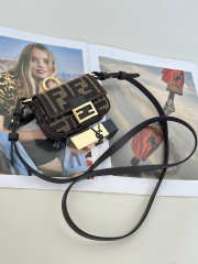 Uubags Fendi nano Baguette Charm bag brown FF jacquard fabric charm 10.5x2.5x7cm - 5