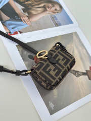 Uubags Fendi nano Baguette Charm bag brown FF jacquard fabric charm 10.5x2.5x7cm - 2