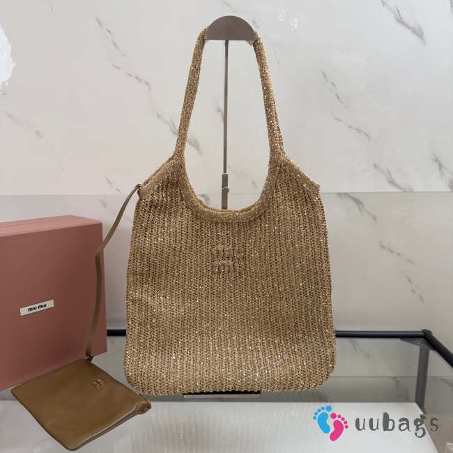 Uubags Miu Miu Ivy sequin mesh bag in tundra 40x35cm - 1