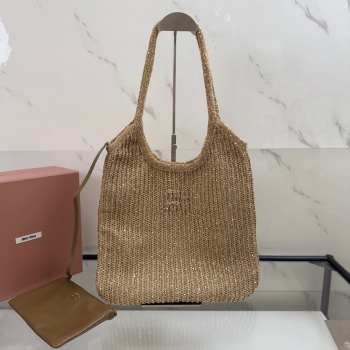 Uubags Miu Miu Ivy sequin mesh bag in tundra 40x35cm