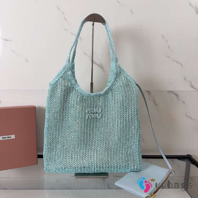Uubags Miu Miu Ivy sequin mesh bag in blue 40x35cm - 1