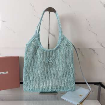 Uubags Miu Miu Ivy sequin mesh bag in blue 40x35cm