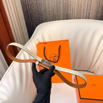 Uubags Hermes Kelly 18 Garden Party Belt In Latte With Silver Hardware 1.8cm